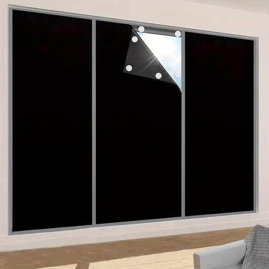 100% Blackout Curtain DIY Portable Travel Blocking Light Black Cloth No Drill Living Room Bedroom Home Cuttable